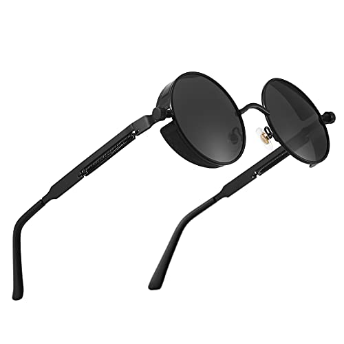 GYsnail Make the world clear Outdoor Steampunk Sunglasses For Men, Round Gothic Shades Women, Fashion Cool Protective Eyewear
