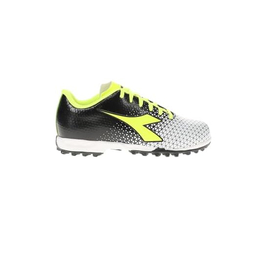 Diadora Cattura Youth Turf Soccer Shoes, Little/Big Kid Sizing (Black/Yellow/White, US Footwear Size System, Little Kid, Men, Numeric, Medium, 2)