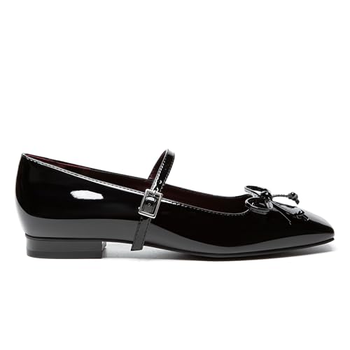 Image of Athlefit Women's Mary Jane Flats Dressy Comfortable Square Toe Ballet Flats Shoes with Buckle Strap