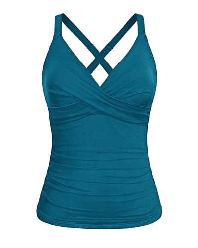 Image of Women Underwire Tankini Top Only - Twist Front V Neck Bathing Suit Swim Top Tummy Control Cross Swimsuit 2026