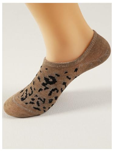 Image of WDIRARA Women's 6 Pairs Leopard Print Low Cut Socks No Show Socks