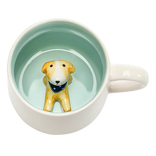Phitihui Cute Dog in Mug 3D Animal Ceramic Coffee Tea Cup Graduation Birthday Gifts Valentines Mothers Day Easter Christmas for Women Men Mum Her Girl Boy Kid Teacher Friend Presents