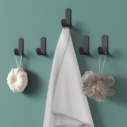 Image of Kofati Adhesive Hooks Heavy Duty 5.5-8.8 lbs Wall Hooks, 10 Pack Self Adhesive Damage Free Towel Rack, Stainless Steel for Coat Robe, Waterproof Oilproof Rustproof for Bathroom Shower Kitchen Office