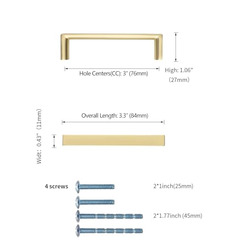 Image of 10 Pack 3 Inch(76mm) Kitchen Cabinet Handles Gold Cabinet Pulls Kitchen Cabinet Hardware Drawer Pulls for Cupboard Wardrobe