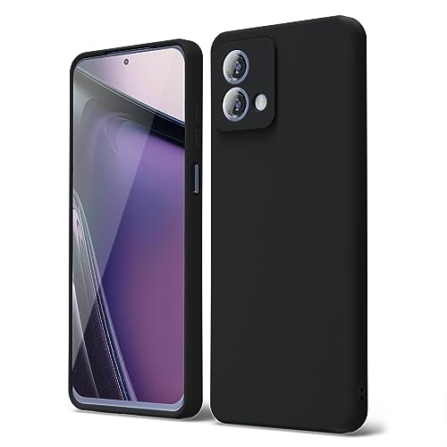 oakxco for Motorola Moto G Stylus 5G 2023 Phone Case Liquid Silicone, Thin Slim Soft Rubber Gel TPU Plain Simple Cover for Women Girl Cute, Matte Solid Color, Black