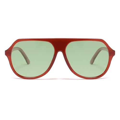 Image of VANLINKER Retro Oversized Polarized Aviator Sunglasses for Women Men Vintage 70s Square Aviators VL9851,Light Green