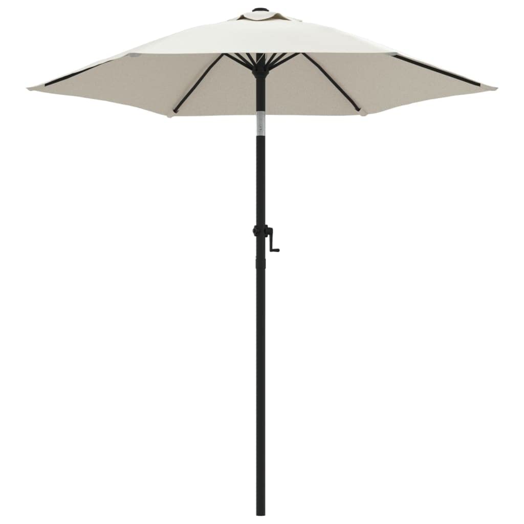 Ombrellone da giardino pieghevole in alluminio con manovella, 200 x 224 cm, colore blu e grigio scuro, stabile, per giardino, balcone e terrazza