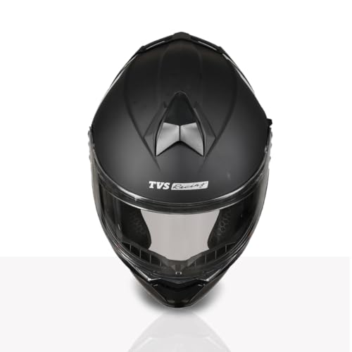 Image of TVS Racing SuperPose Smoked Dual Visor Flip Up Modular Helmet for Men and Women, ISI DOT Certified, ABS Shell, Quick Release Visor, Lightweight, Ventilated, Open Face to Full Face