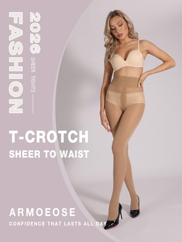 Image of Indestructible Tights for Women, Rip Resistant Durability T-Crotch Pantyhose Semi Sheer High Waist Stockings