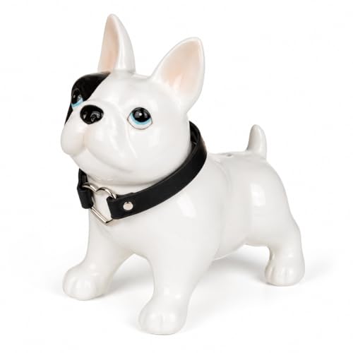 MIJOMA Salvadanaio a forma di bulldog francese, in ceramica, 21 x 19,7 cm, elegante oggetto decorativo per risparmiare