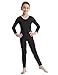 CHICTRY Bambina Body da Ginnastica Tuta Sportiva Intera Leotard Bodysuit da Balletto Leggings Abito da Danza Classica Jumpsuit Costume da Ballo per Saggio Allenamento Fitness Nero 5-6 Anni