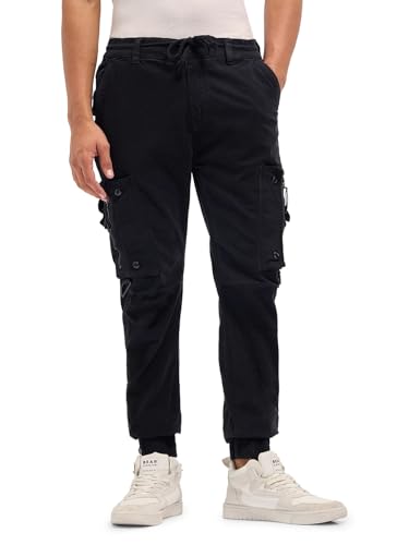 Image of Men's Green Solid Regular Fit Casual Cargo