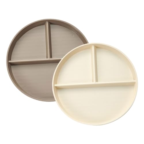 Wakauto 2pcs Divided Plate Portion Control Dining Dish Serving Plates for Appetizers Desserts and More for Healthy Meals