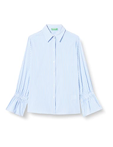 United Colors of Benetton Damen 5erhdq030 Hemd, Hellblau, gestreift, 901,...
