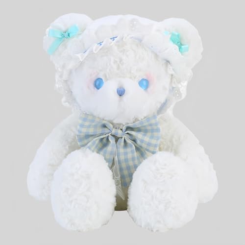Jifocelt ぬいぐるみ くま うさぎ クマ 癒しグッズ 抱き枕 女性 キッズ 女の子 3サイズ 洗える 可愛い PP綿 ロリータ プレゼント 誕生日贈り物 ギフト 肌触りが良い 出産祝い 縫い包み 柔らか (Bブルーチェックのリボンベア,56cm)