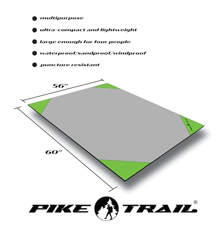 Pike Trail Pocket Beach Blanket (60 in X 56 in) – Lightweight Sand Proof Picnic Blankets, Compact Outdoor Blankets, Waterproof Pocket Blanket for Hiking, Camping, Picnics, Travel and Beach Trips