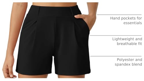 Image of G4Free EverGoing Dressy Casual Shorts for Women 4 inch High Waisted Summer Lounge Pleated Shorts with Pockets