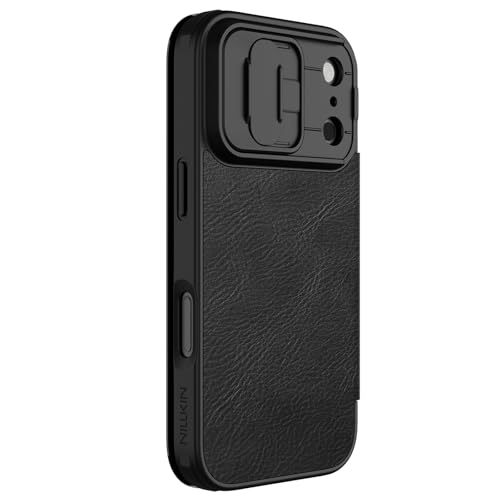 Image of Nilkin Wallet Flip Case for iPhone 17 Pro with Card Slot and Camera Slider, PU Leather Case Cover, All-Around Protection (Black, iPhone 17Pro)