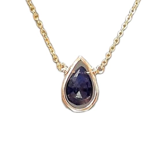 Pendentif saphir naturel bleu et collier argent 925 de 45cm pour femme