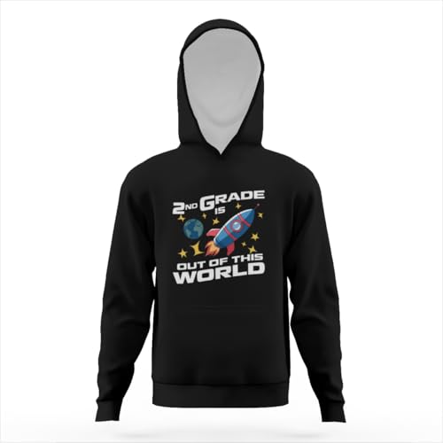 Retro 2nd Grade is Out Of This World Second Grade Hoodies for Teen Girls Boys Lightweight Kangaroo Pocket Sweatshirt3