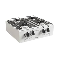Fogão 4 Bocas Braslar New Sirius Branco Mesa em Inox
