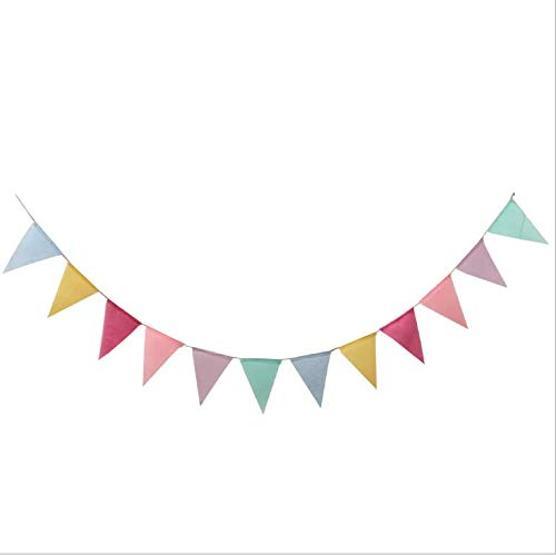 Cheonus Multicolor Triangle Banner Burlap Hessian Jute Flag Photo Prop Wedding Bridal Shower Party Decor