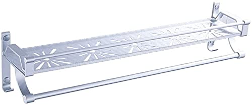 Porte-serviettes moderne étagère double en aluminium fixation murale sans percer