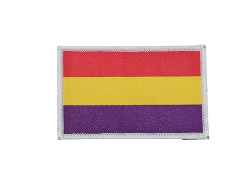 Parches Bordados Bandera España republicana con Colores Oficiales - Escudo bordado - Parches Moteros Bordados - Parches Militares, parche (Republicana)