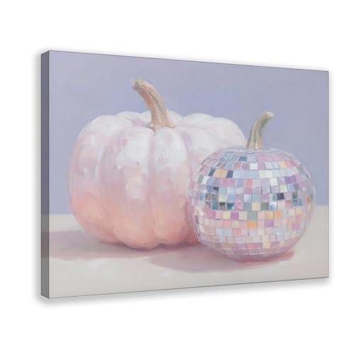 Toile boule disco citrouille decoration murale chaleureuse chambre coucher