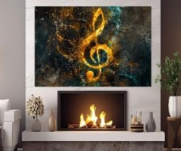 Affiches musicales abstraites toile vintage clé de sol déco murale