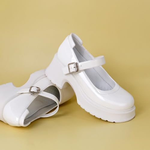 Women's Mary Janes Platform Chunky Block Heels Work Wedding Shoes Ankle Strap Gothic Lolita Oxfords Classic Comfortable Uniform Dress Shoes4