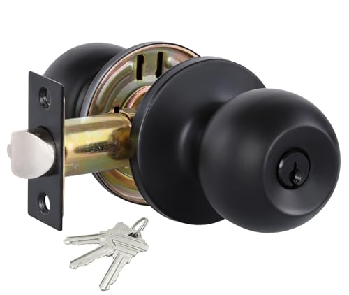 Lanwandeng Matte Black Door Knobs with Lock and...