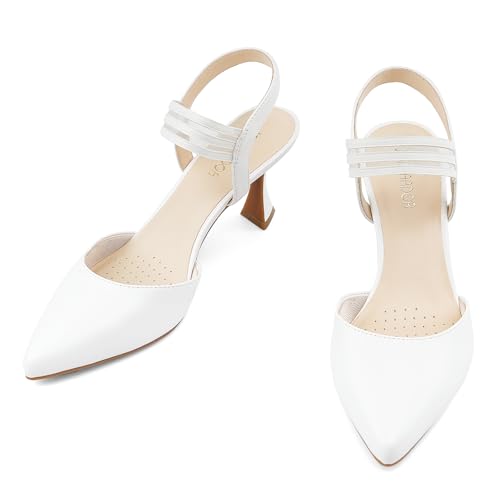 JENN ARDOR Women's Slingback Kitten Heels Pointed Closed Toe Low Stiletto Heels Dress Pumps Shoes for Women Comfortable Low Heeled Sandals Wedding Party Pumps2