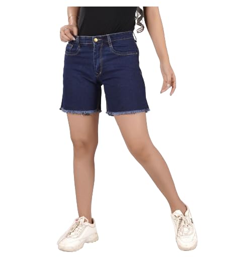 zayla Women’s Denim Shorts I with Pockets I Stretchable Skinny Fit Mid Rise Clean Look Solid Bottom wear I Stylish Comfortable Slim Fit I for Office Party Home wear Girls & Women-picture-43