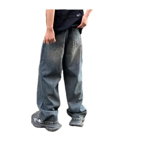 Jeans Pants Trousers Denim Korean Retro Loose for Youth and Comfortable Washed Navy Blue High-end Commuting Men4