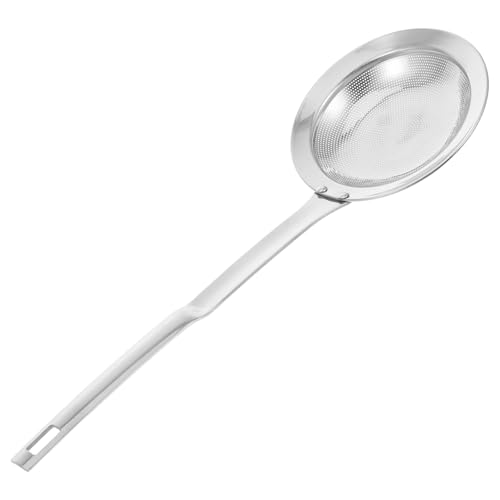 ULTECHNOVO Fine Mesh Stainless Steel Colander Spoon for Skimming Oil and Grease Strainer Ladle for Cooking Hot Pot and Deep Frying Modern Kitchen Essential