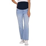 Motherhood Maternity Women's Secret Fit Over The Belly Slim Straight Leg Denim Pregnancy Jeans, Light Wash, Large