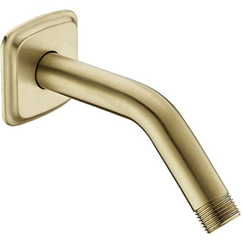 Trustmi Shower Arm With Flange, Angled 6-Inch Stainless Steel Replacement Pipe, Wall Mounted Tube For Bathroom Shower Head, Brushed Gold #TOP9