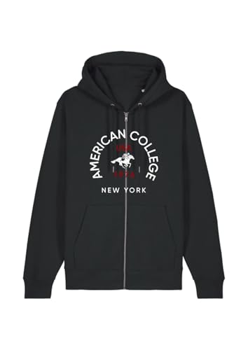 Sweat zip noir homme coton confort American College USA M