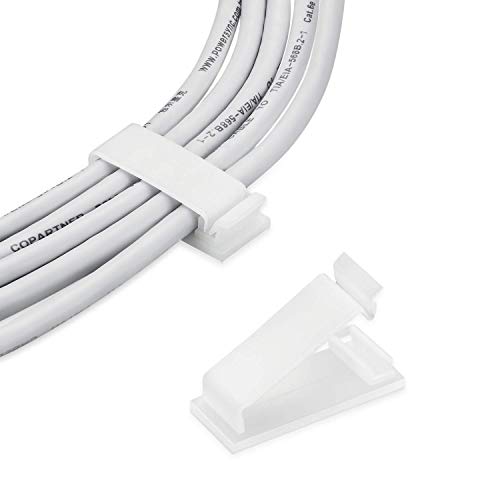 Kabel-Organizer, selbstklebende Kabel-Management-Klemmen, Kabel-Clips, Schreibtisch-Kabelhalter, Versteck 50 Stück (4,5 x 1,9 x 0,7 cm/weiß)