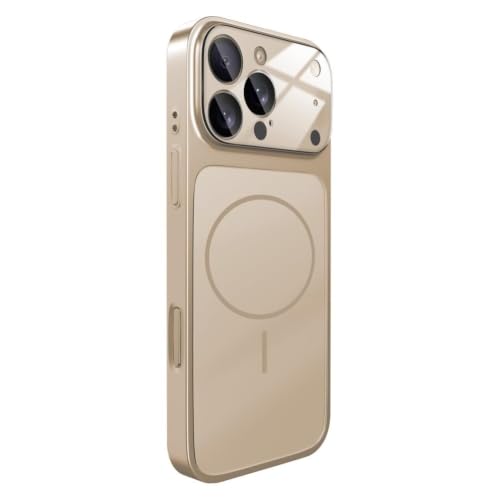 Coque iPhone 17 en verre givré or luxe avec protection d'objectif intégrée