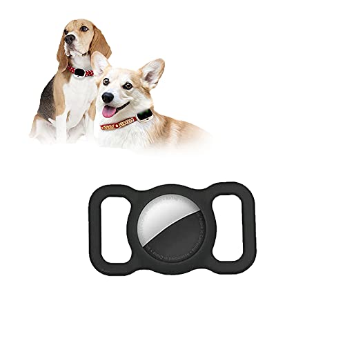 Pet Silicone Protective Case for Apple Airtag GPS Finder Dog Cat Collar Loop, Pet Loop Holder for Air_tag, for Apple Locator Tracker Anti-lost Device (Black)