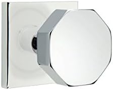 EMTEK Square Rosette Privacy Set with Matching Finish Octagon Knob - Choice of 6 Finishes - 5210OCTUS26 - Polished Chrome (US26)
