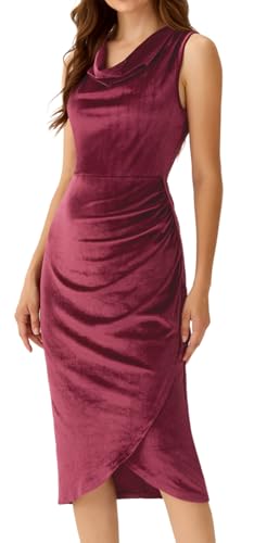 Velvet Dress for Women Wedding Guest Dress Sleeveless Cowl Neck Cocktail Party Dress