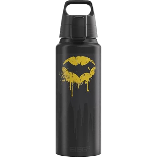 SIGG - Gourde Aluminium - WMB Pathfinder Batman (The Batman) - Certifiée Neutre En CO2 - Convient Aux Boissons Gazeuses - Étanche & Légère - Sans BPA - Sport, Camping, Randonnée - Noir - 1L