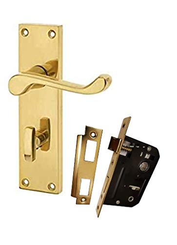 Haven Heritage Brass Bathroom Door Handles Victorian Scroll Effect Inc Bathroom Sash Lock