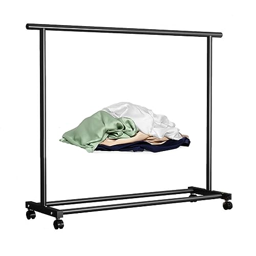 Heavy-Du Portant à vêtements roulant en métal avec étagères pour manteaux, robes, chemises et pulls – Armoire noire polyvalente pour la maison et la...