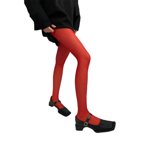 Image of Women Solid Candy Colored Thin Seamless Pantyhose Spring and Semi Opaque Colorful Elastic Footed Tights Stockings