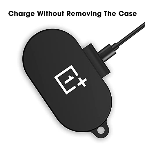 Sounce Case Silicone Cover, Compatible with Keychain for Oneplus Nord Buds Full Protection Shockproof Case Cover Anti Fall Anti Dust, (Black)