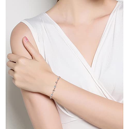 FuninCrea Silver Love Heart Bracelet Sparkle Cubic Zirconia Bracelet for Women Girls Vintage Classic Adjustable Crystal Friendship Bracelets Jewellery Gift for Birthday - Image 6
